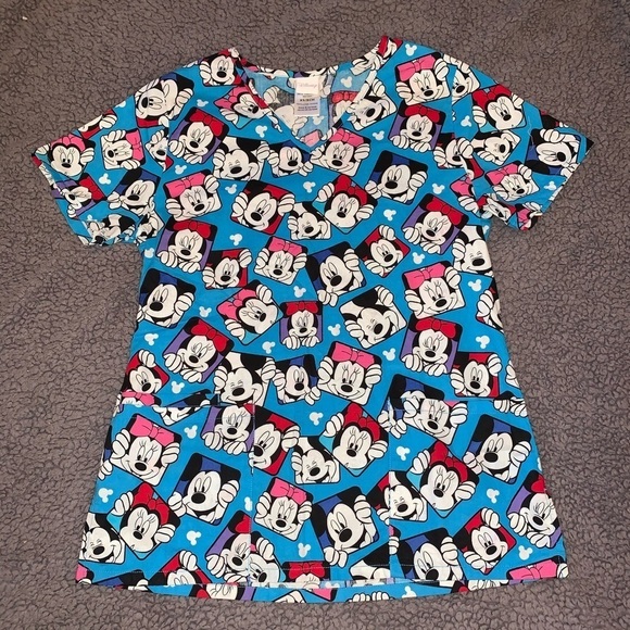 Disney Tops - Disney Minnie Mouse blue scrub top, Size XS